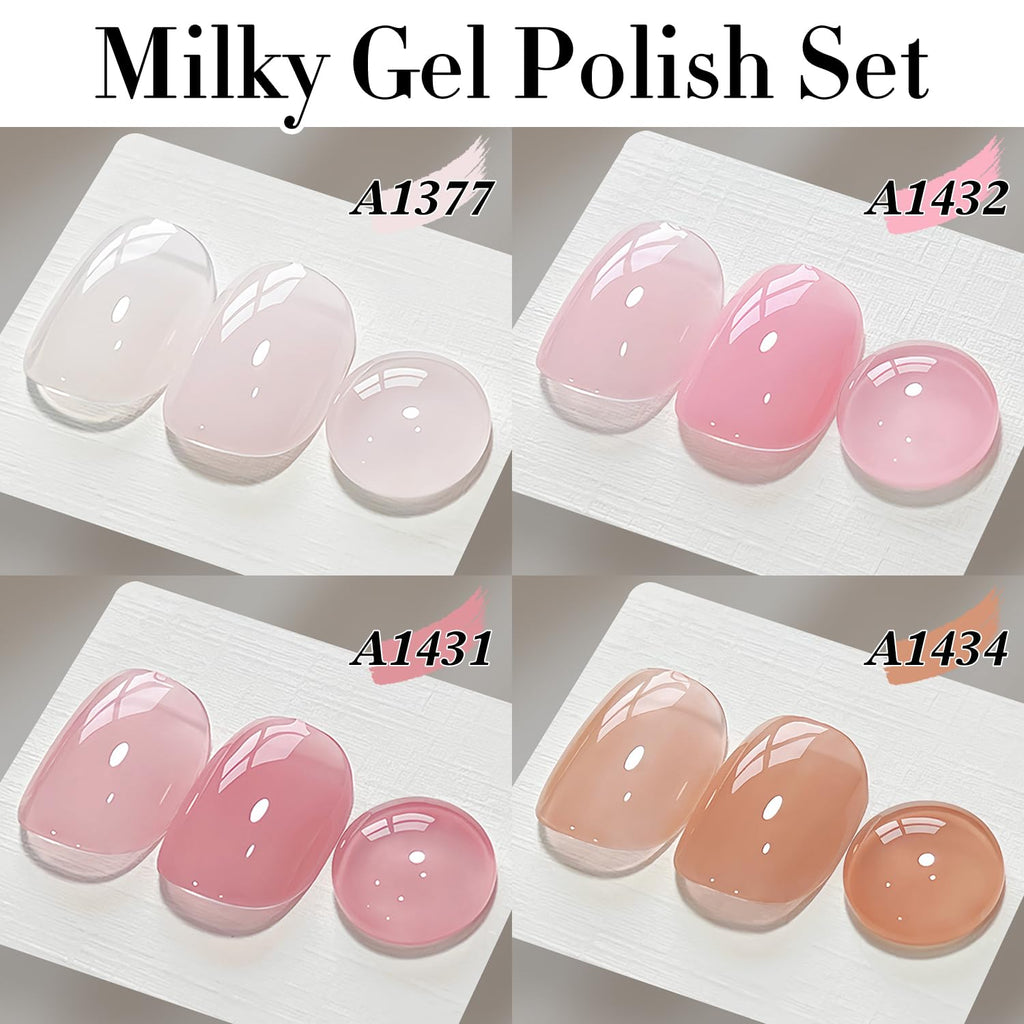 Double Rhythm Gel Nail Polish Set — 6 Pastel Jelly Shades for DIY Manicures (Kit 38)