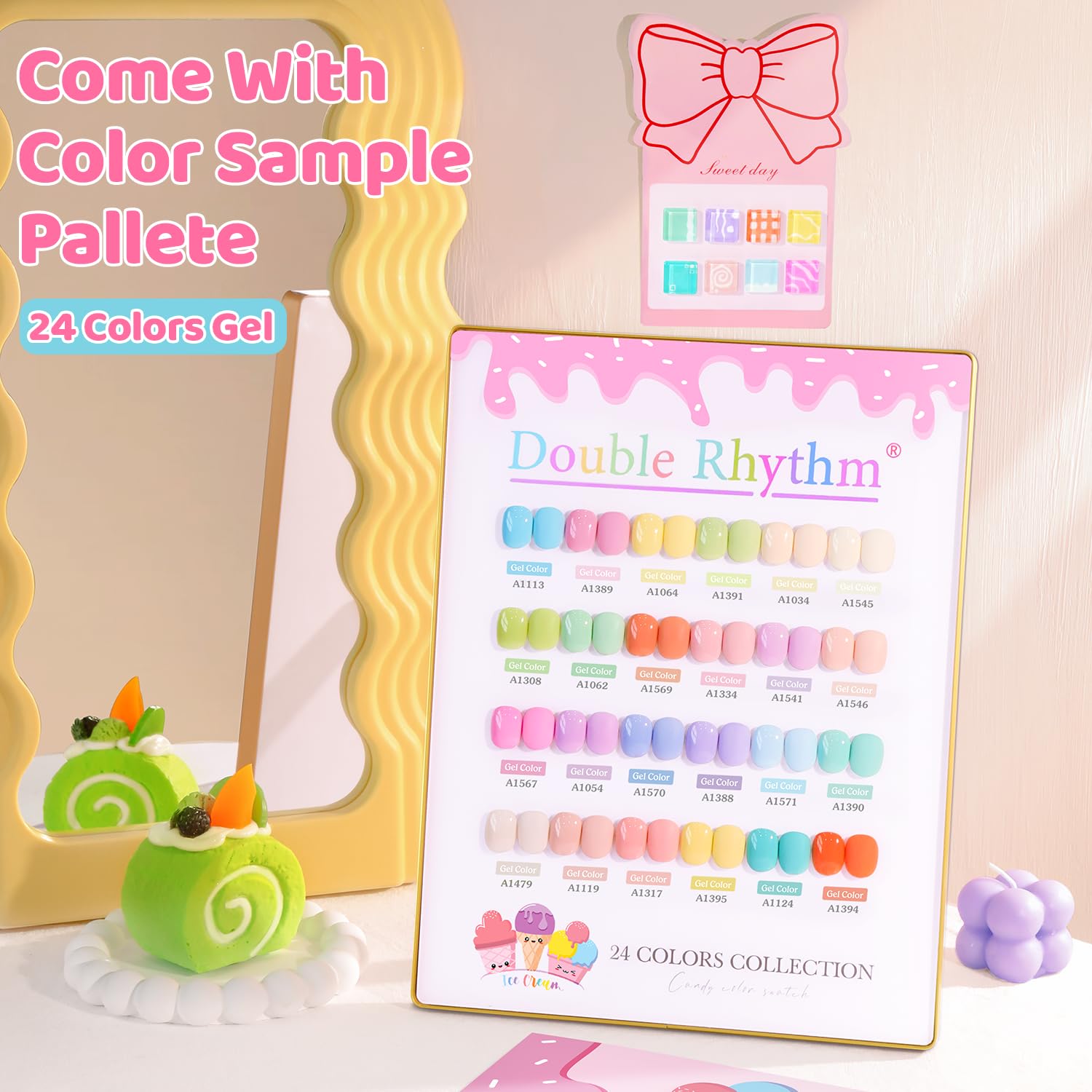 Double Rhythm 28Pcs Gel Nail Polish Set – Pastel Candy Collection T24-5 (0.5oz)