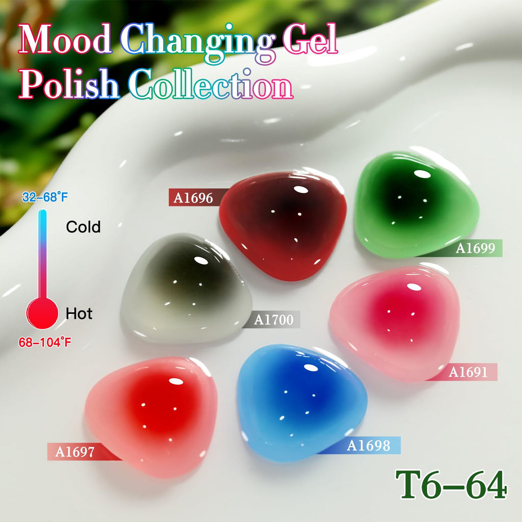 Double Rhythm 6 Pcs 15ml Gel Polish Set – Color-Changing Soak-Off Nail Kit for Home Manicures (Burgundy, Blue, Green, Pink, Purple)