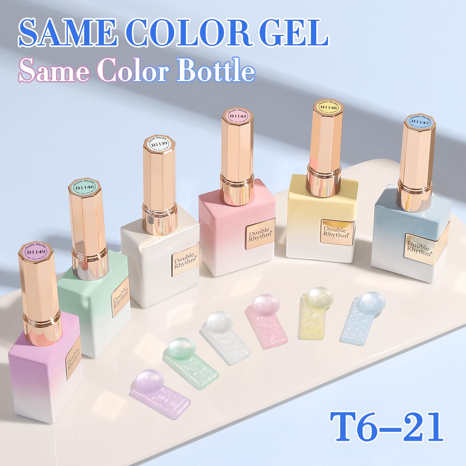 Double Rhythm 6 Pcs 15ml Gel Polish Set – Soak-Off Nail Kit (Pearl Pink to Purple)
