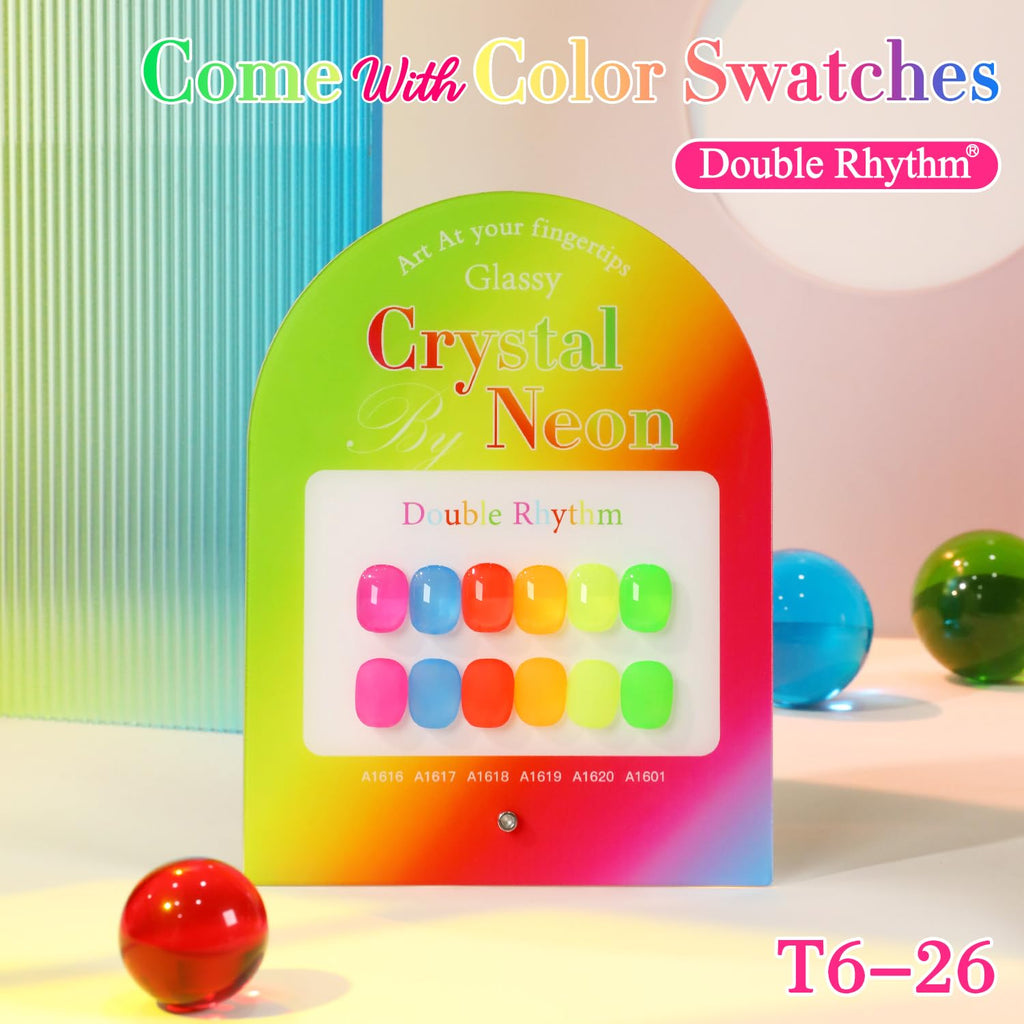 Double Rhythm Gel Polish Set – 6x15ml Jelly Neon Colors for DIY Nail Art