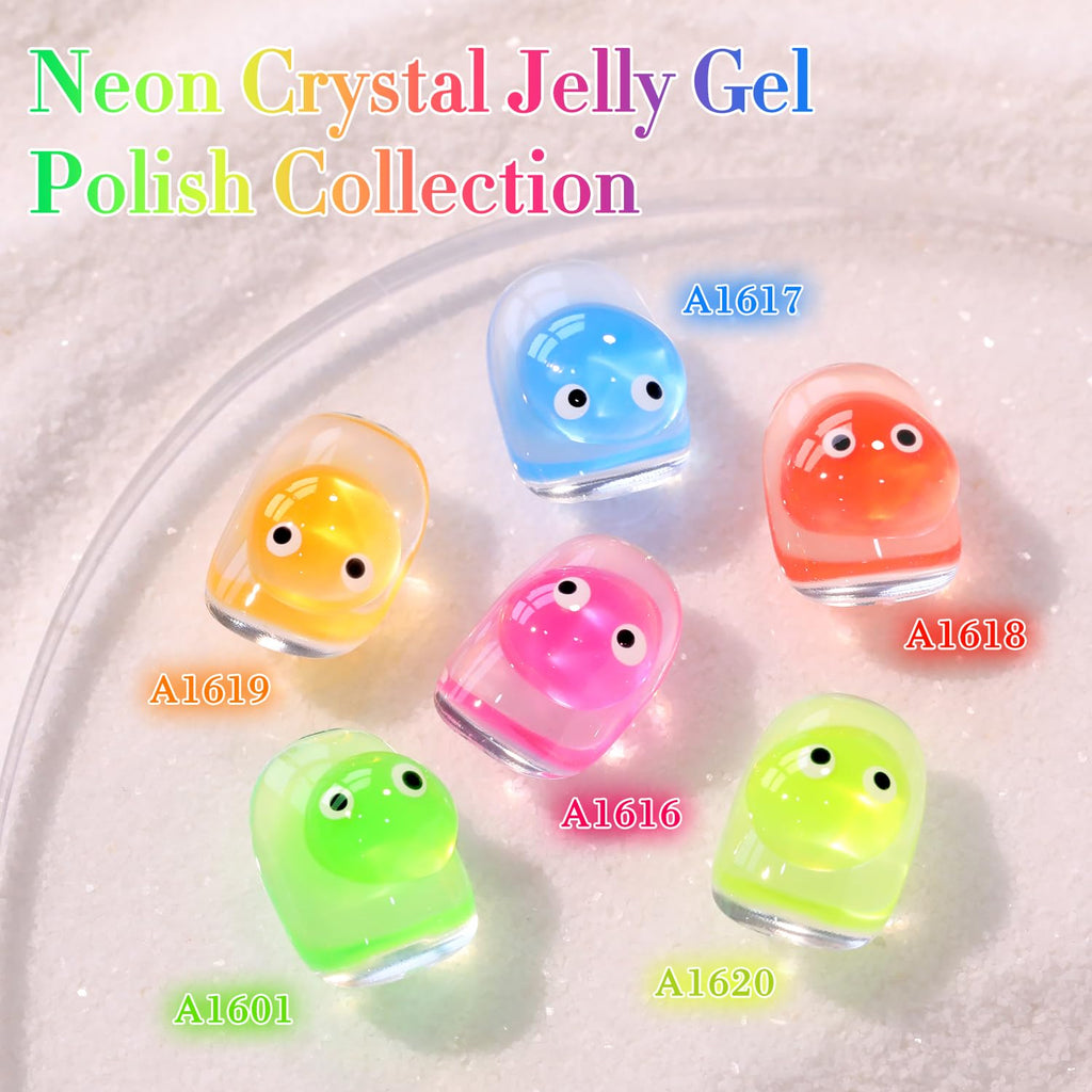 Double Rhythm Gel Polish Set – 6x15ml Jelly Neon Colors for DIY Nail Art