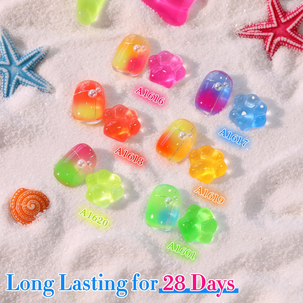 Double Rhythm Gel Polish Set – 6x15ml Jelly Neon Colors for DIY Nail Art
