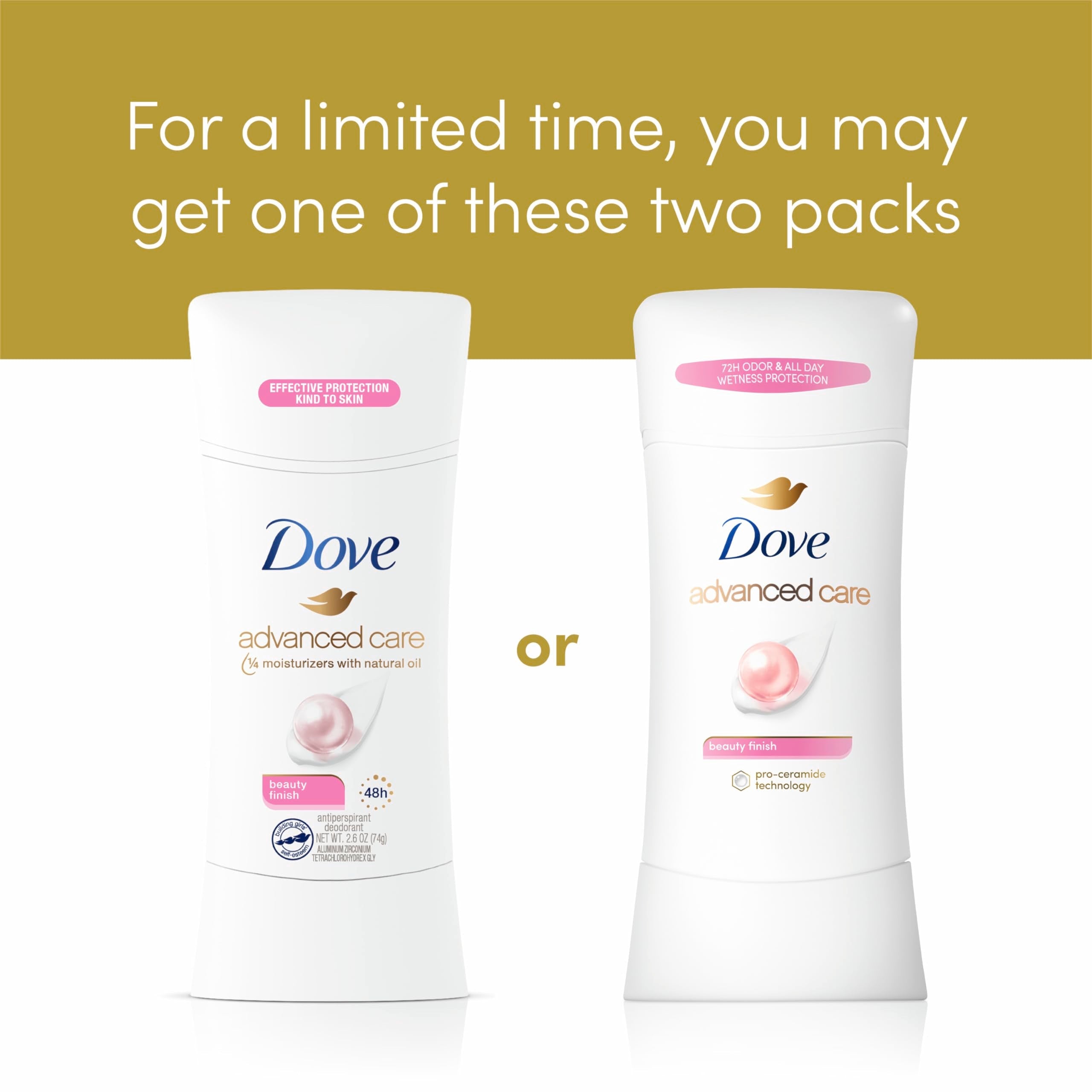 Dove Advanced Care Beauty Finish Antiperspirant Deodorant Stick – 4×2.6 oz