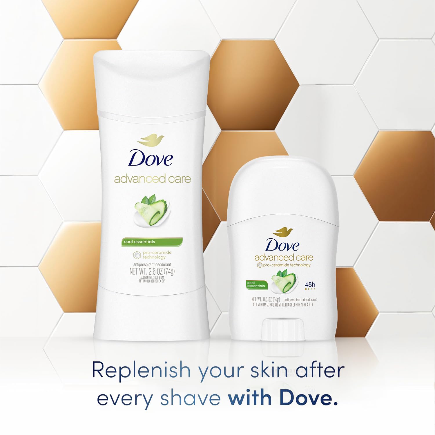 Dove Advanced Care Deodorant – Cool Essentials Bundle (2 Full-Size Sticks + Mini) | Antiperspirant Deodorant Set