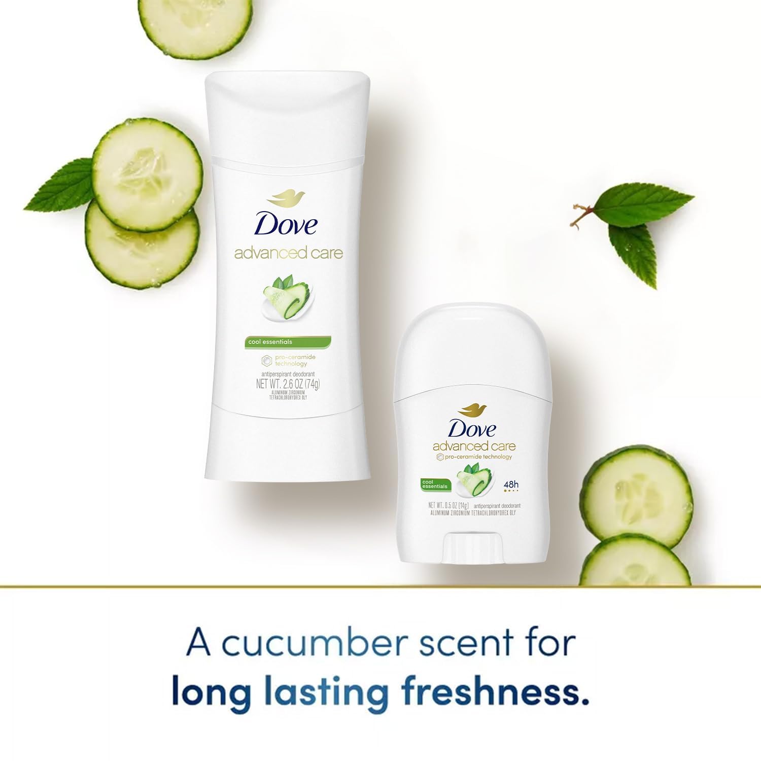 Dove Advanced Care Deodorant – Cool Essentials Bundle (2 Full-Size Sticks + Mini) | Antiperspirant Deodorant Set