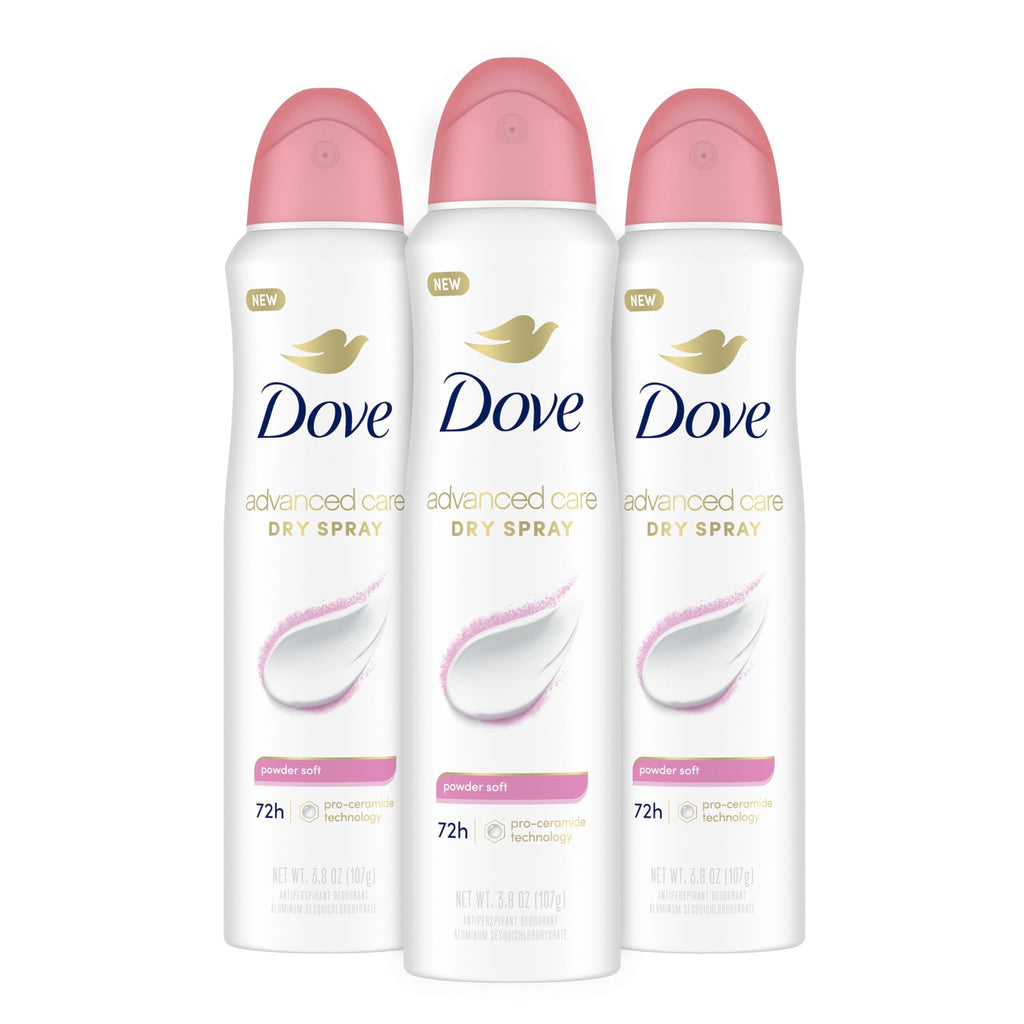 Dove Advanced Care Powder Soft Antiperspirant Deodorant Spray — 72-Hour Protection with Pro Ceramide Technology (3 Count)