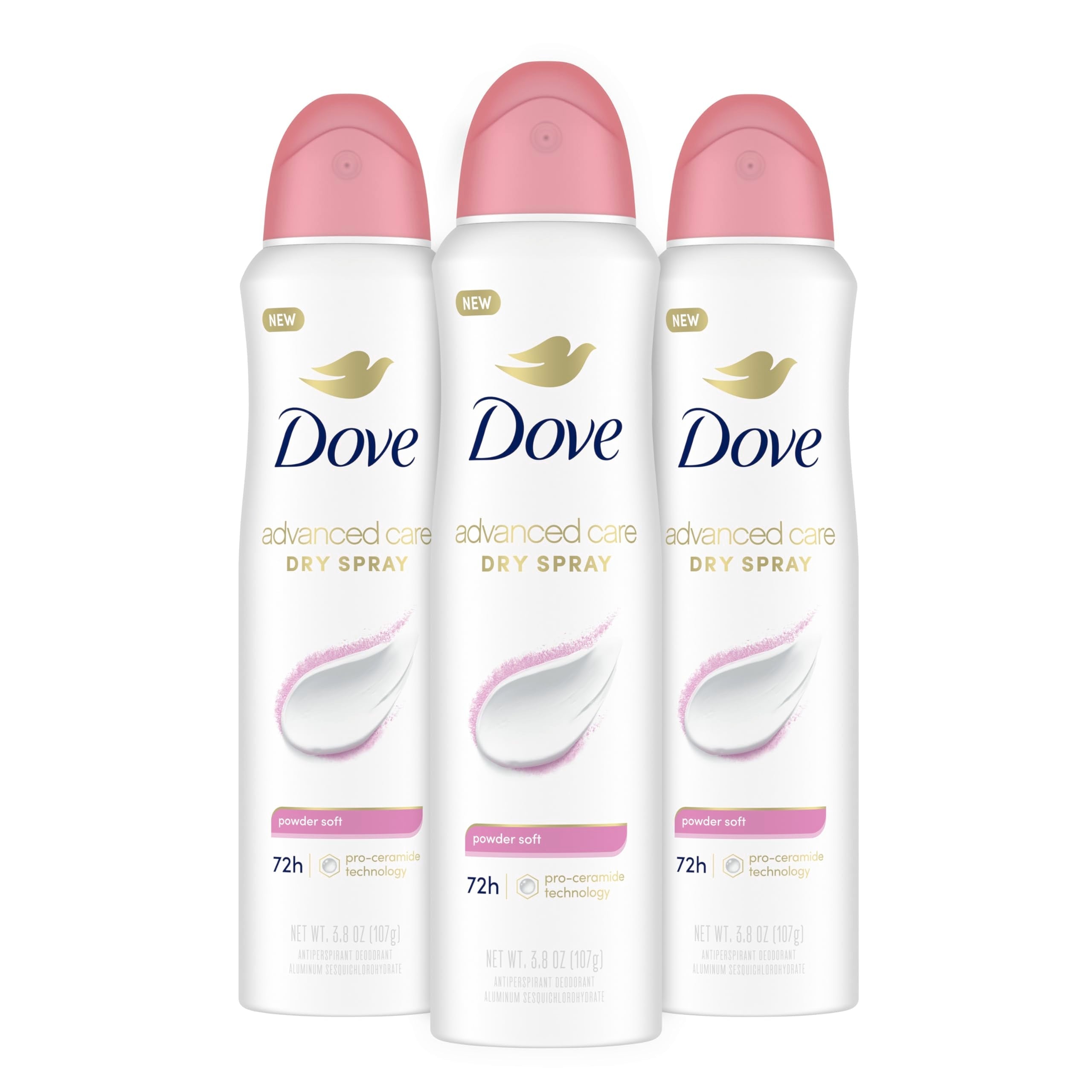 Dove Advanced Care Powder Soft Antiperspirant Deodorant Spray — 72-Hour Protection with Pro Ceramide Technology (3 Count)