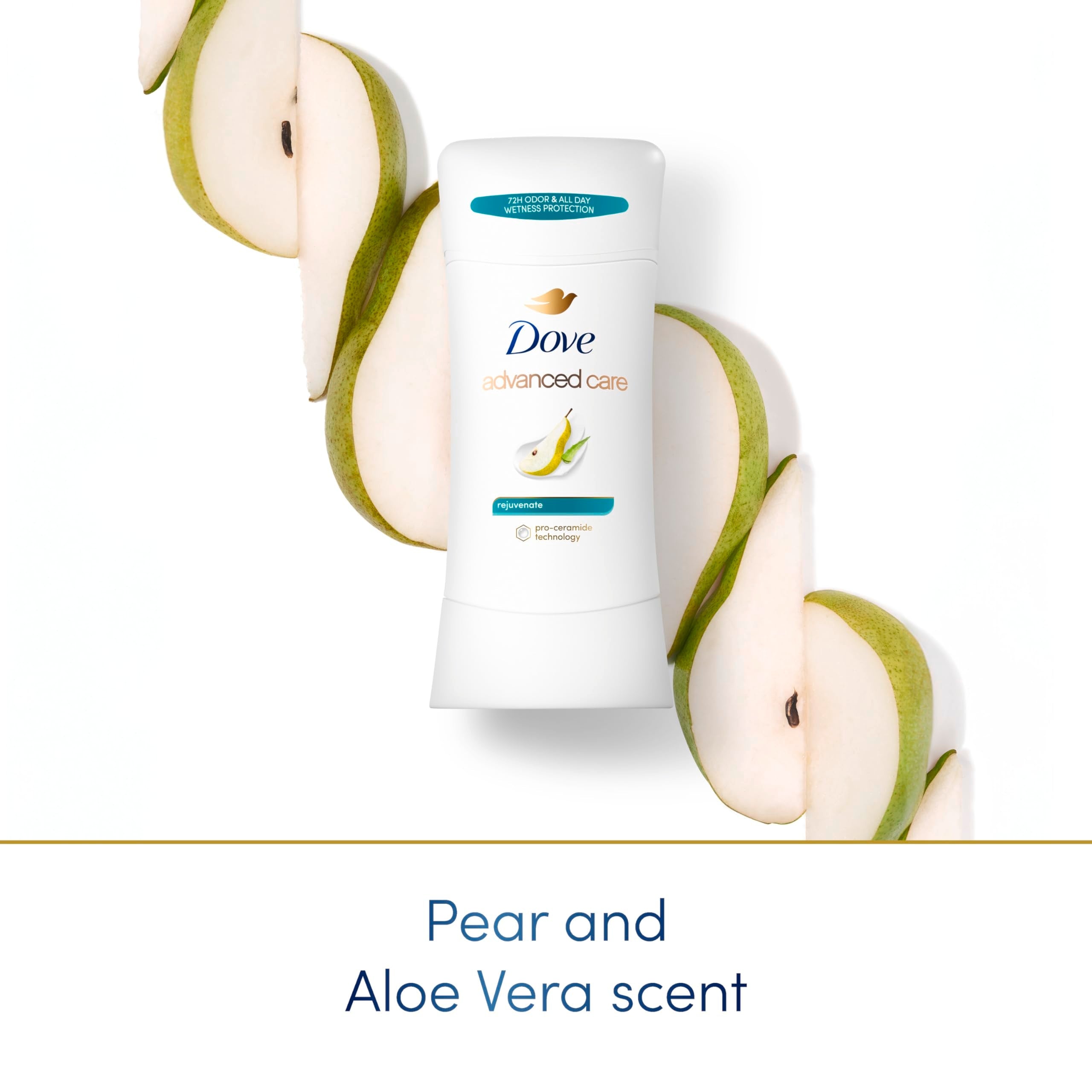 Dove Advanced Care Rejuvenate Antiperspirant Deodorant Stick – Pro-Ceramide Barrier Repair, 72-Hour Odor Control, 4-Count, 2.6 oz