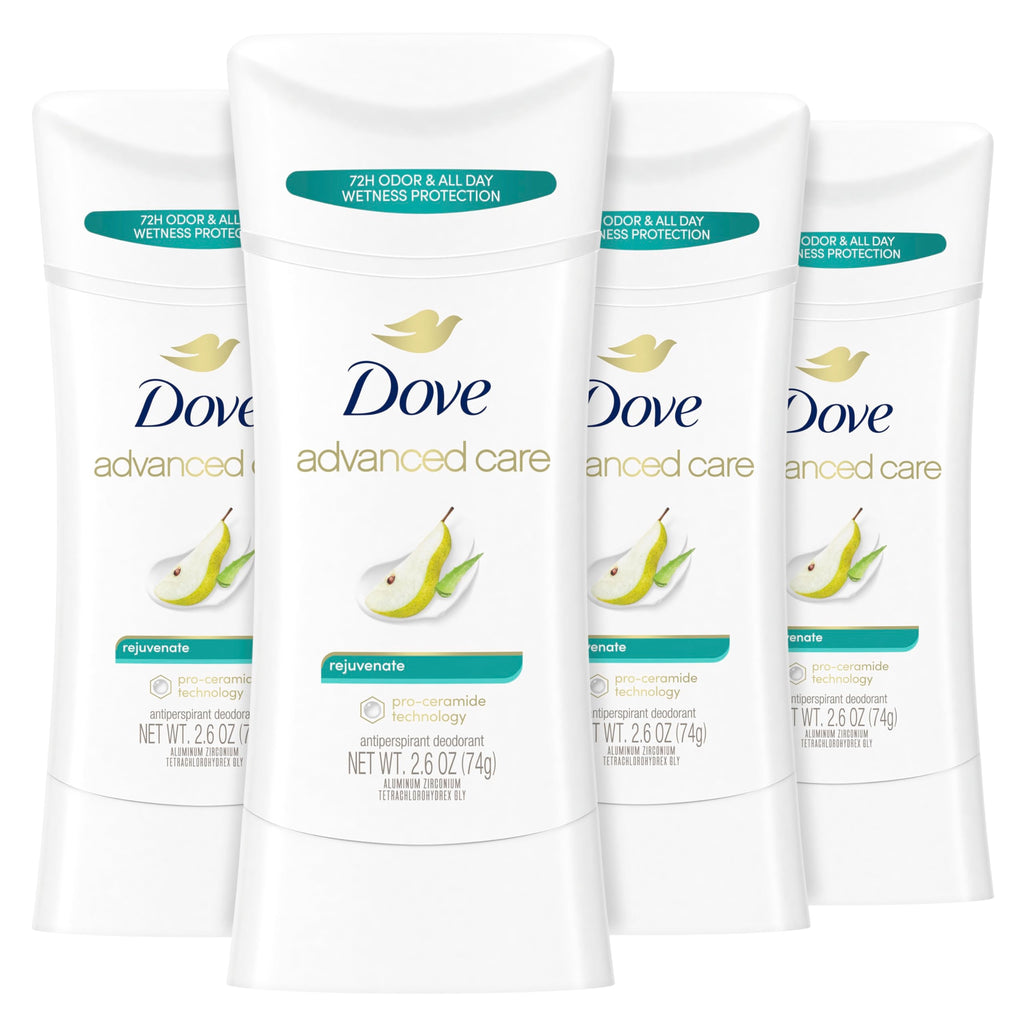 Dove Advanced Care Rejuvenate Antiperspirant Deodorant Stick – Pro-Ceramide Barrier Repair, 72-Hour Odor Control, 4-Count, 2.6 oz
