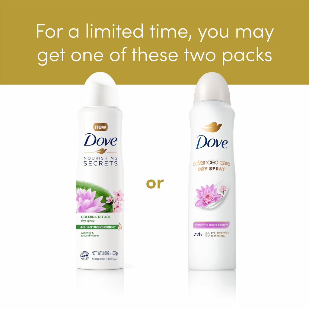 Dove Advanced Care Waterlily & Sakura Blossom Antiperspirant Spray – 3 Count, Pro-Ceramide, 72-Hour Protection