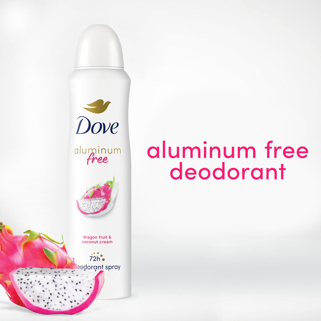 Dove Aluminum Free Deodorant Spray for Women – Dragon Fruit & Coconut Cream, 3-Pack (4 oz each)