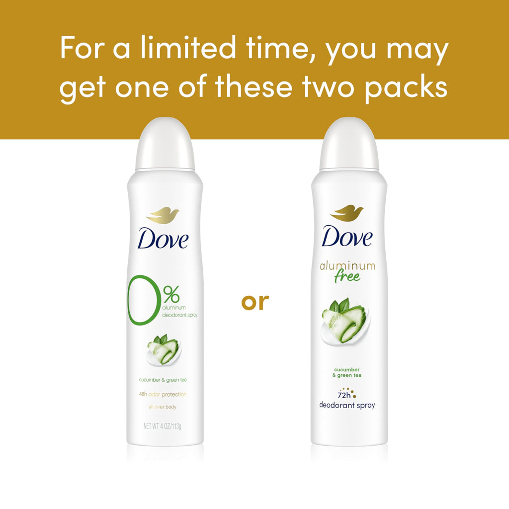 Dove Aluminum Free Deodorant Spray for Women – Cucumber & Green Tea, 3 Count, 4 oz