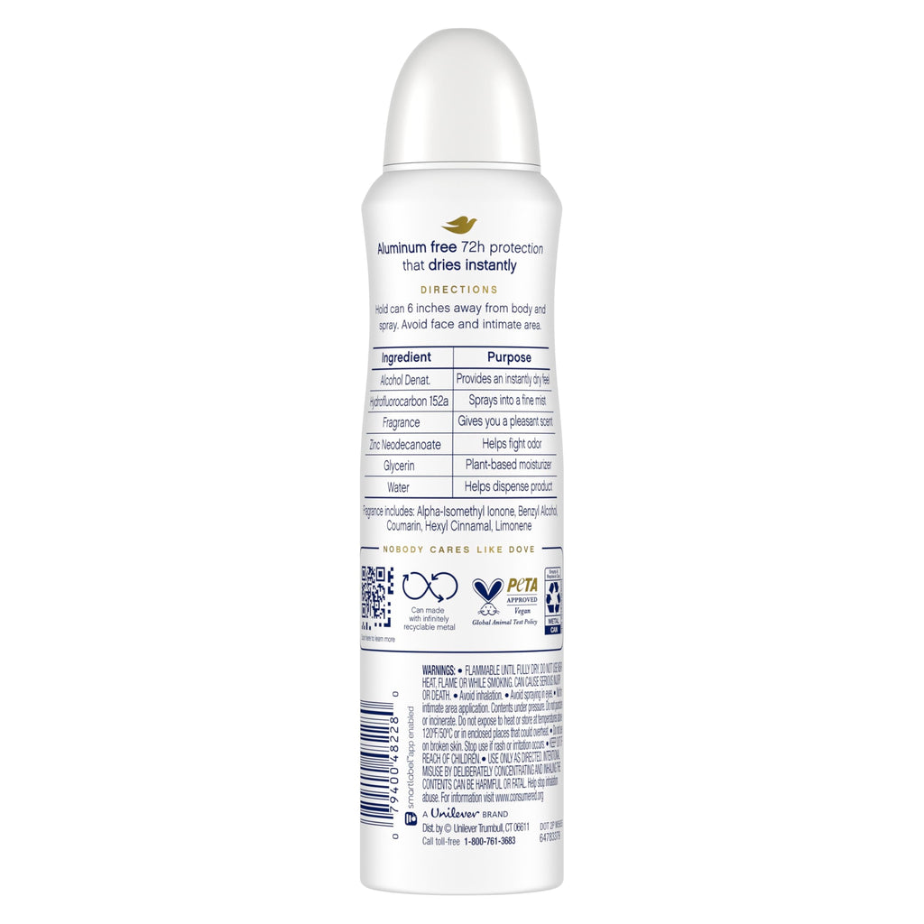 Dove Aluminum Free Deodorant Spray for Women – Cucumber & Green Tea, 3 Count, 4 oz