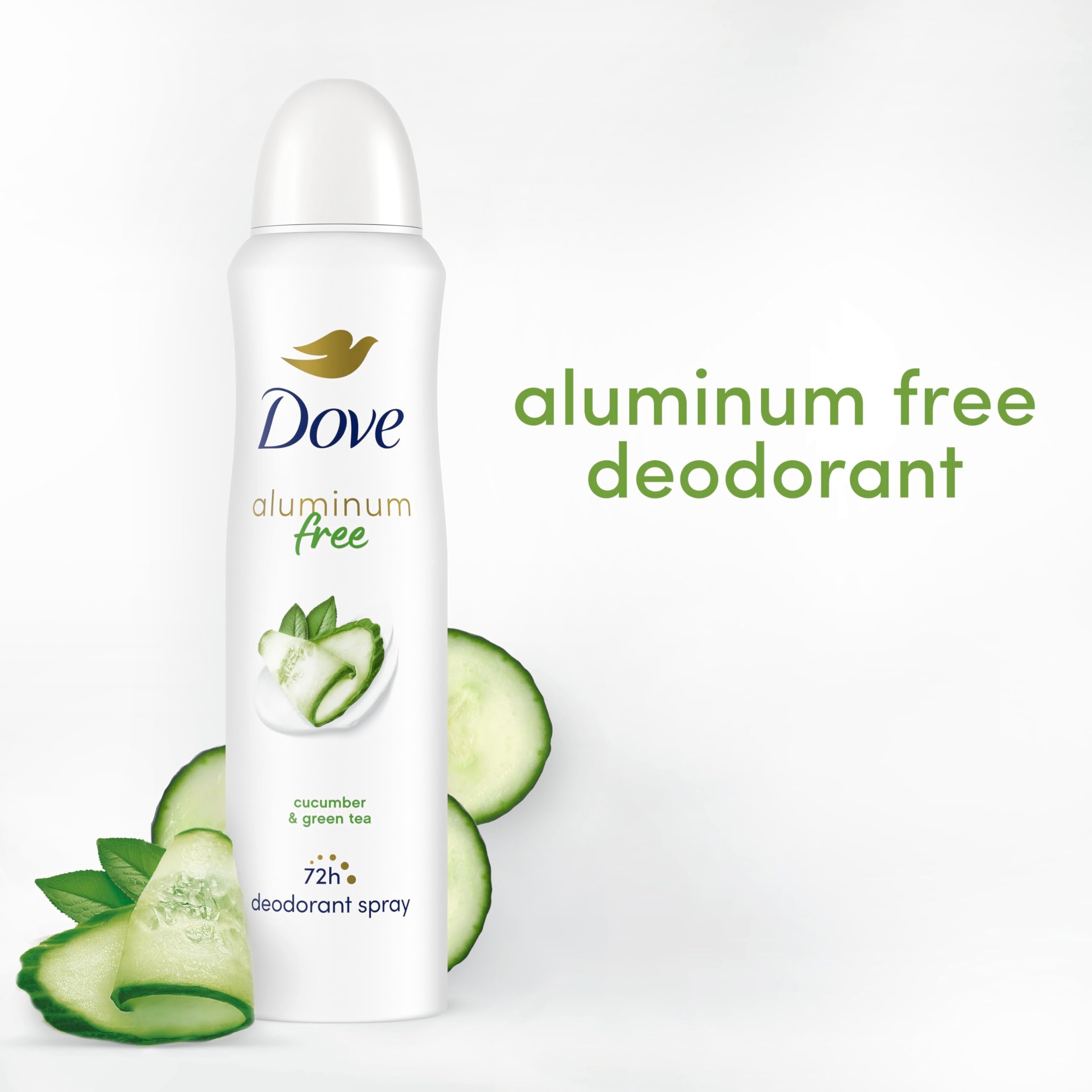 Dove Aluminum Free Deodorant Spray for Women – Cucumber & Green Tea, 3 Count, 4 oz