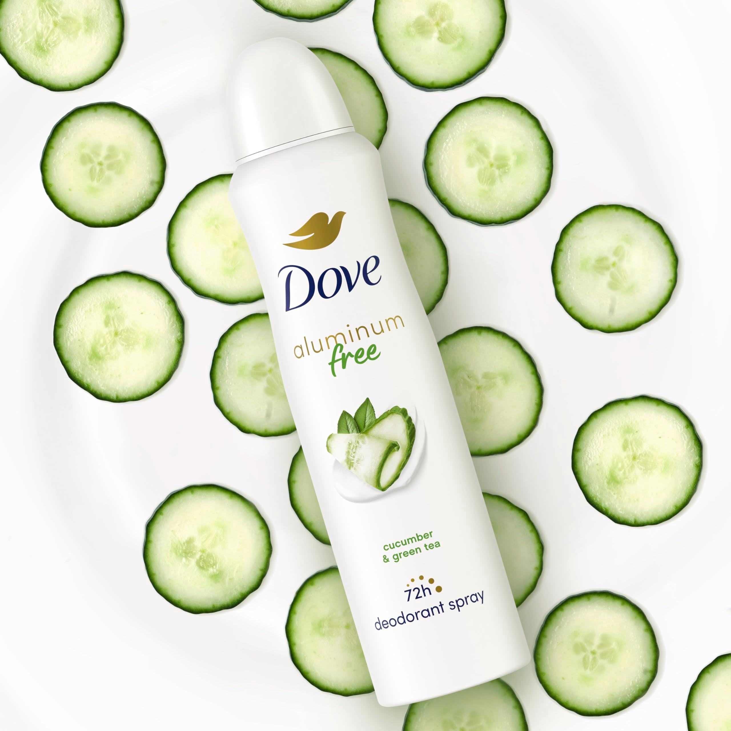 Dove Aluminum Free Deodorant Spray for Women – Cucumber & Green Tea, 3 Count, 4 oz