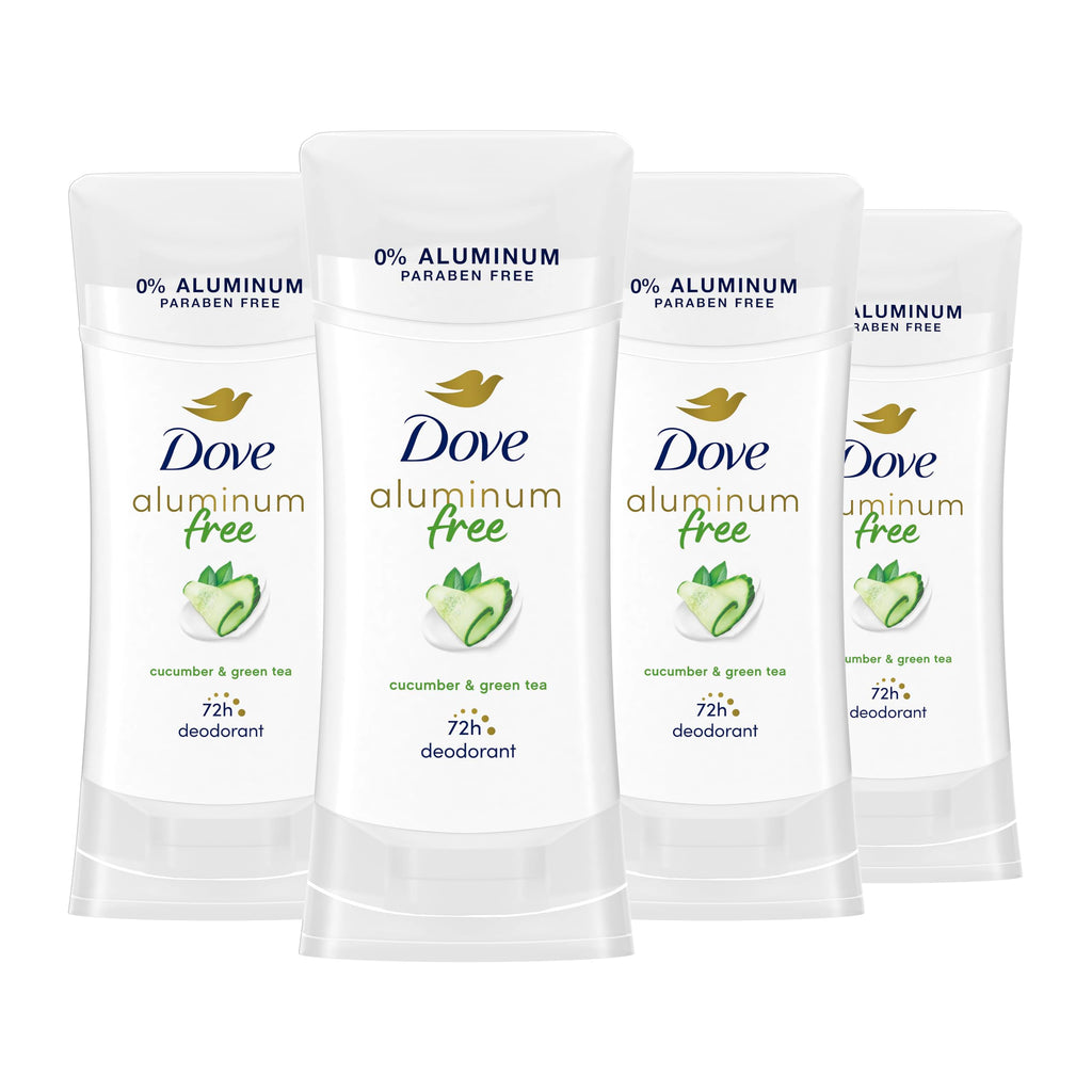Dove Aluminum Free Deodorant for Women – Cucumber & Green Tea, 4 Count, 2.6 oz Each