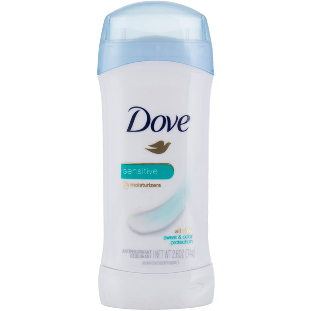Dove Anti-Perspirant Deodorant for Sensitive Skin – Unscented, Alcohol-Free, 2.6 oz Stick (Pack of 12)