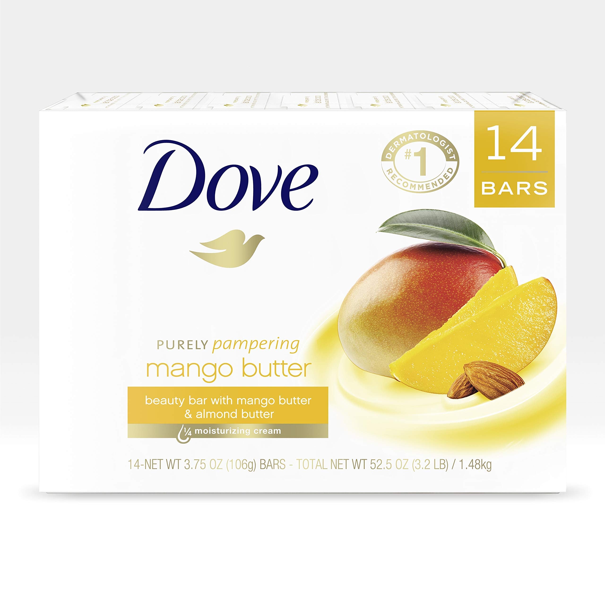 Dove Mango Butter Beauty Bar – 14-Count for Deep Moisture and Soft Skin