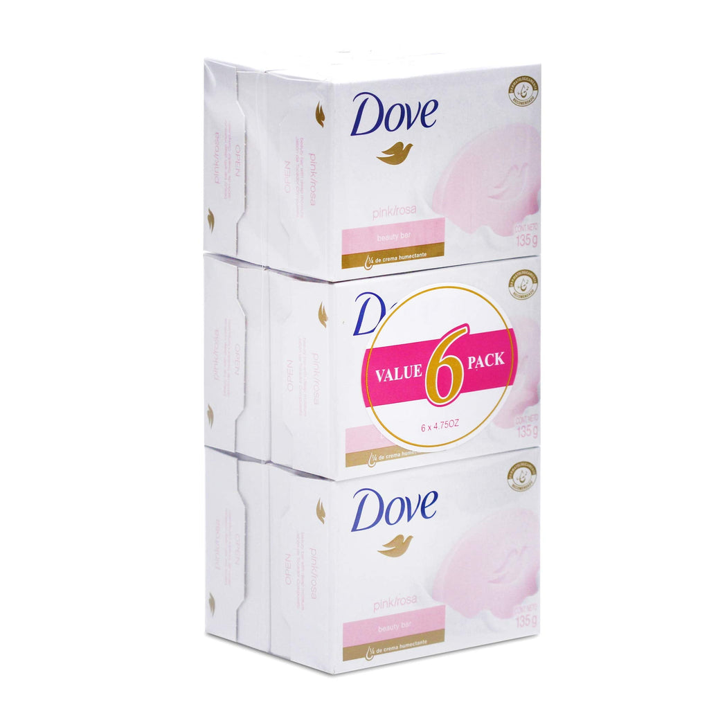 Dove Beauty Cream Bar Soap – Pink (135g) 6-Pack | Gentle Cleansing & Moisture
