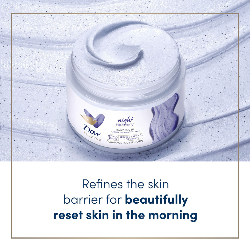 Dove Body Love Night Recovery Body Polish – Retinol & Moisture for Dry Skin (12 oz)