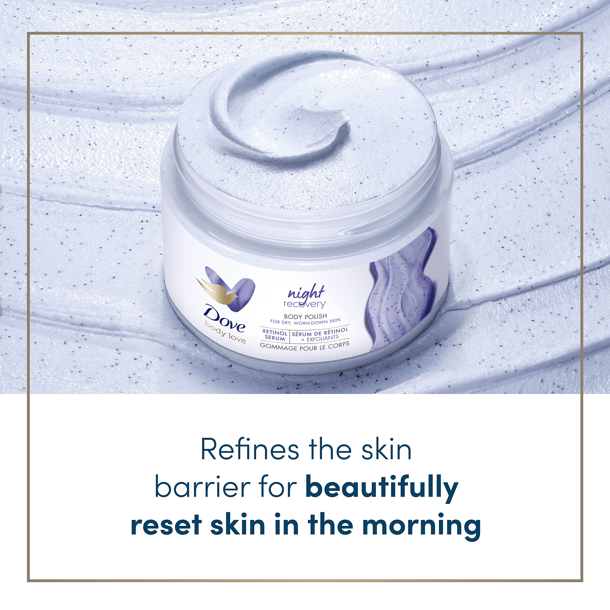 Dove Body Love Night Recovery Body Polish – Retinol & Moisture for Dry Skin (12 oz)