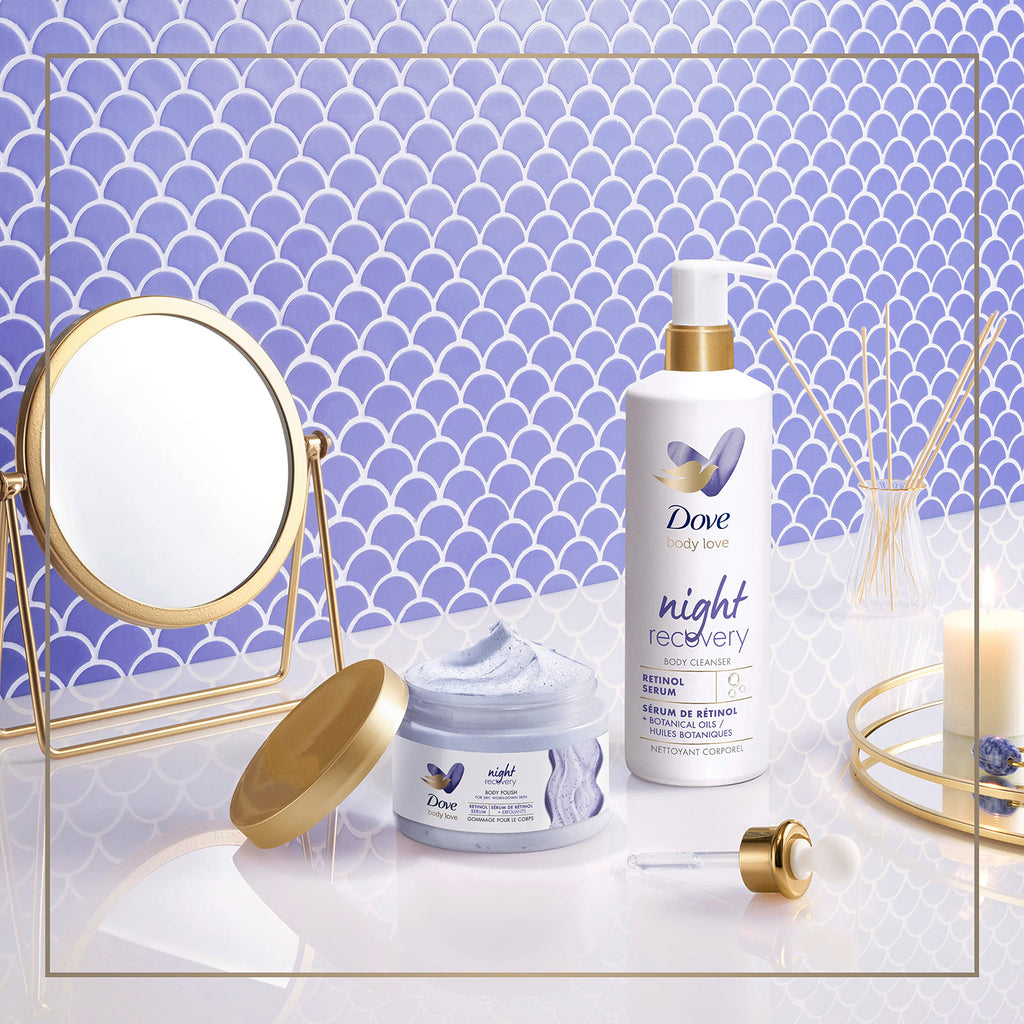 Dove Body Love Night Recovery Body Polish – Retinol & Moisture for Dry Skin (12 oz)
