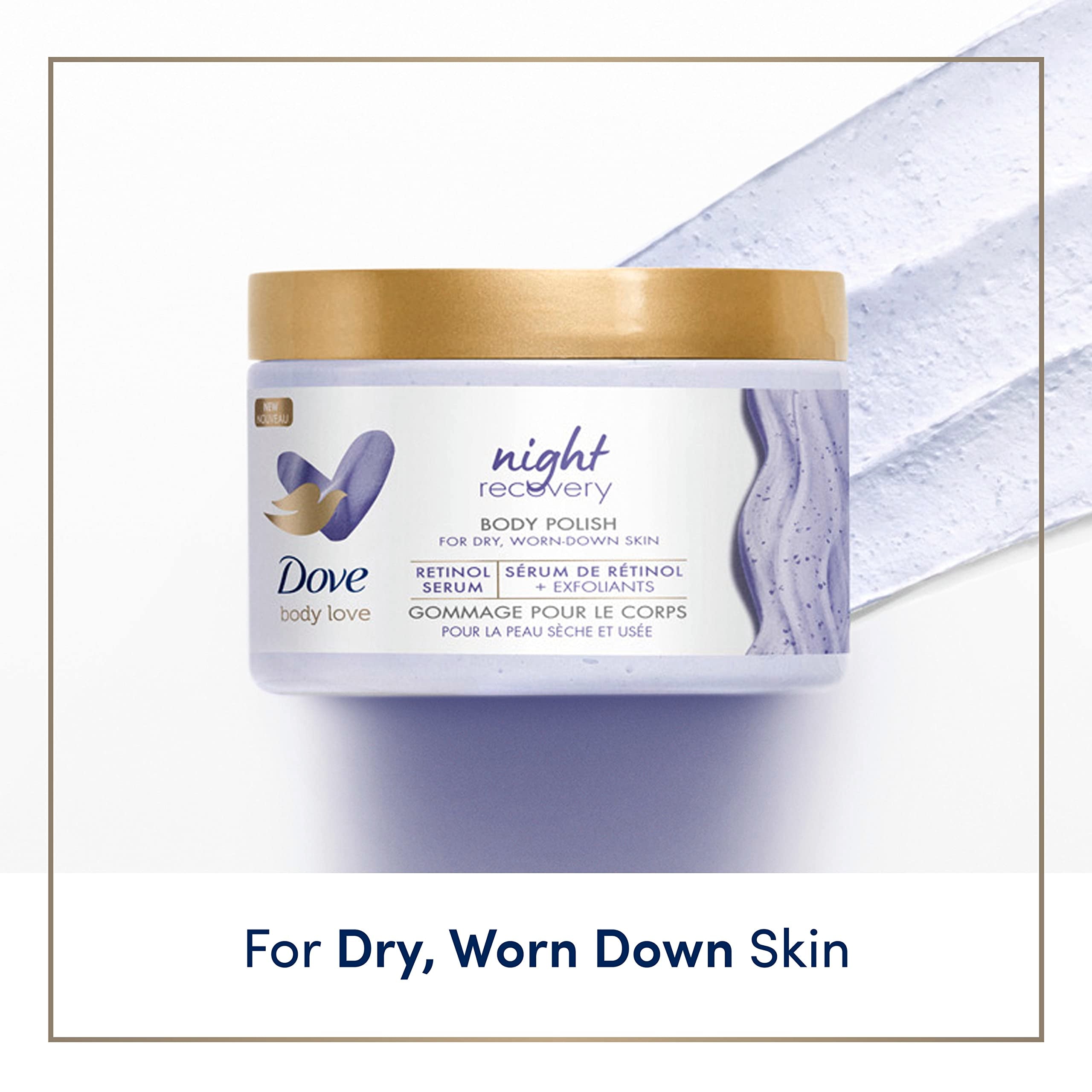 Dove Body Love Night Recovery Body Polish – Retinol & Moisture for Dry Skin (12 oz)
