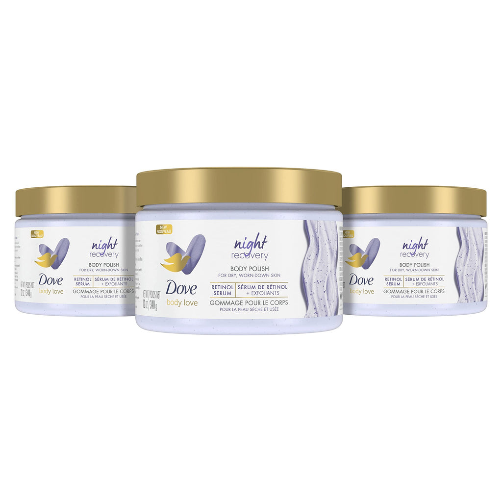 Dove Body Love Night Recovery Body Polish – Retinol & Moisture for Dry Skin (12 oz)