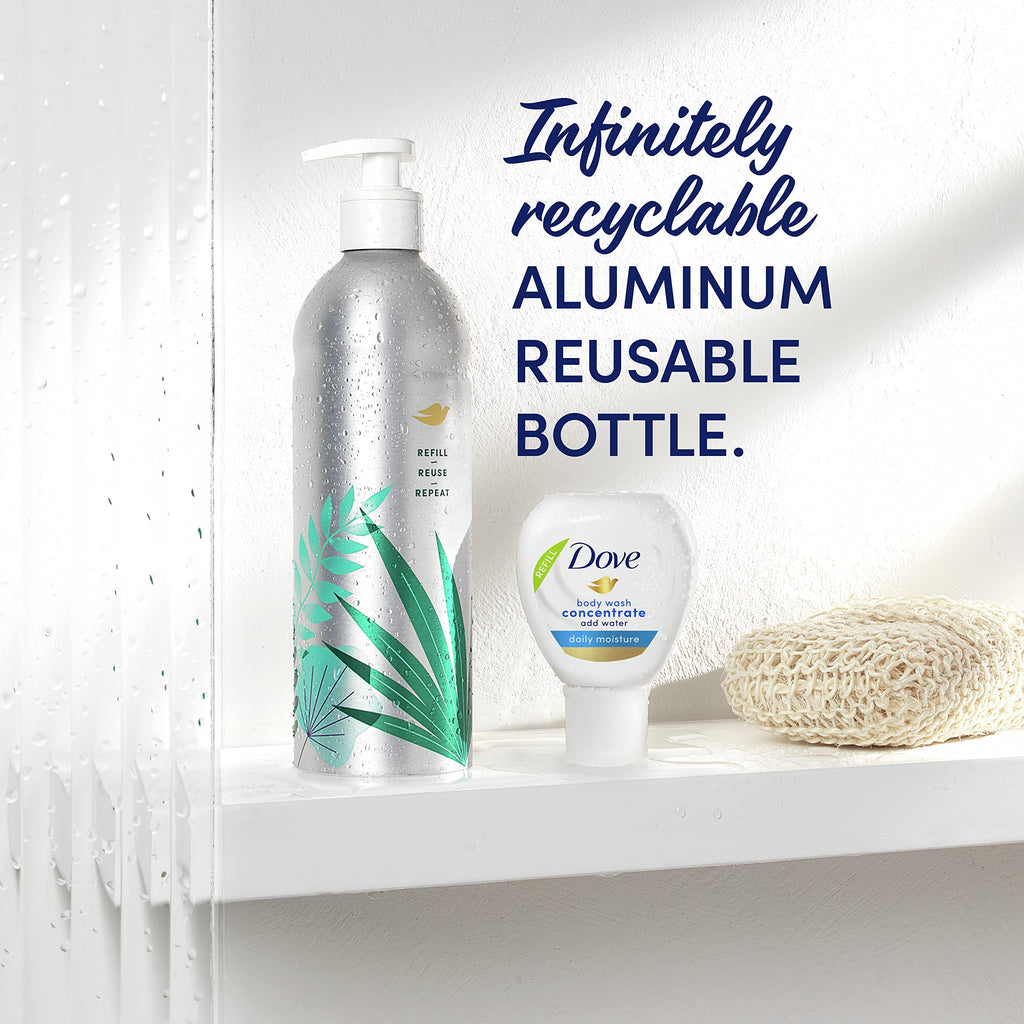 Dove Concentrate Refill 4-Pack for Reusable Bottle — Makes 16 oz of Daily Moisture Body Wash
