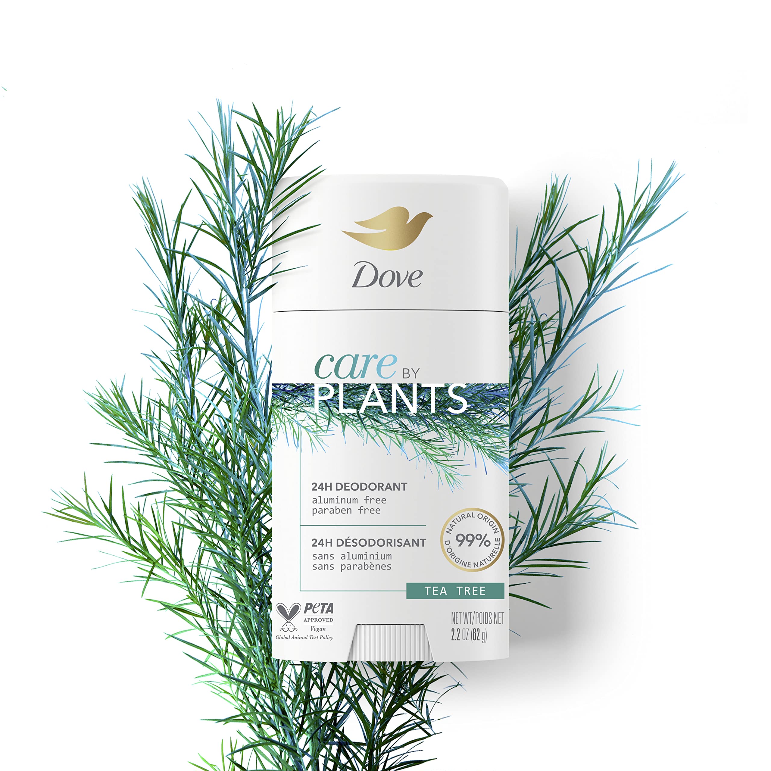Dove Care by Plants Tea Tree Deodorant Stick — Aluminum-Free, 24h Odor Protection (3 x 2.6 oz)