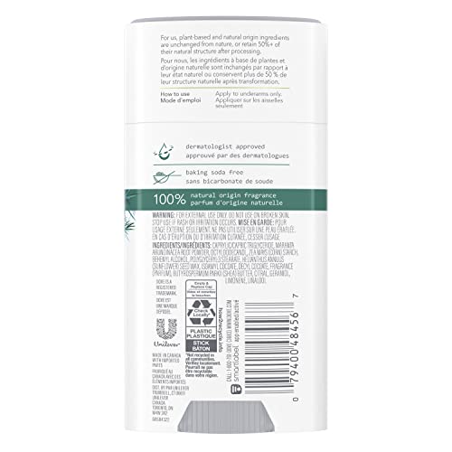 Dove Care by Plants Tea Tree Deodorant Stick — Aluminum-Free, 24h Odor Protection (3 x 2.6 oz)