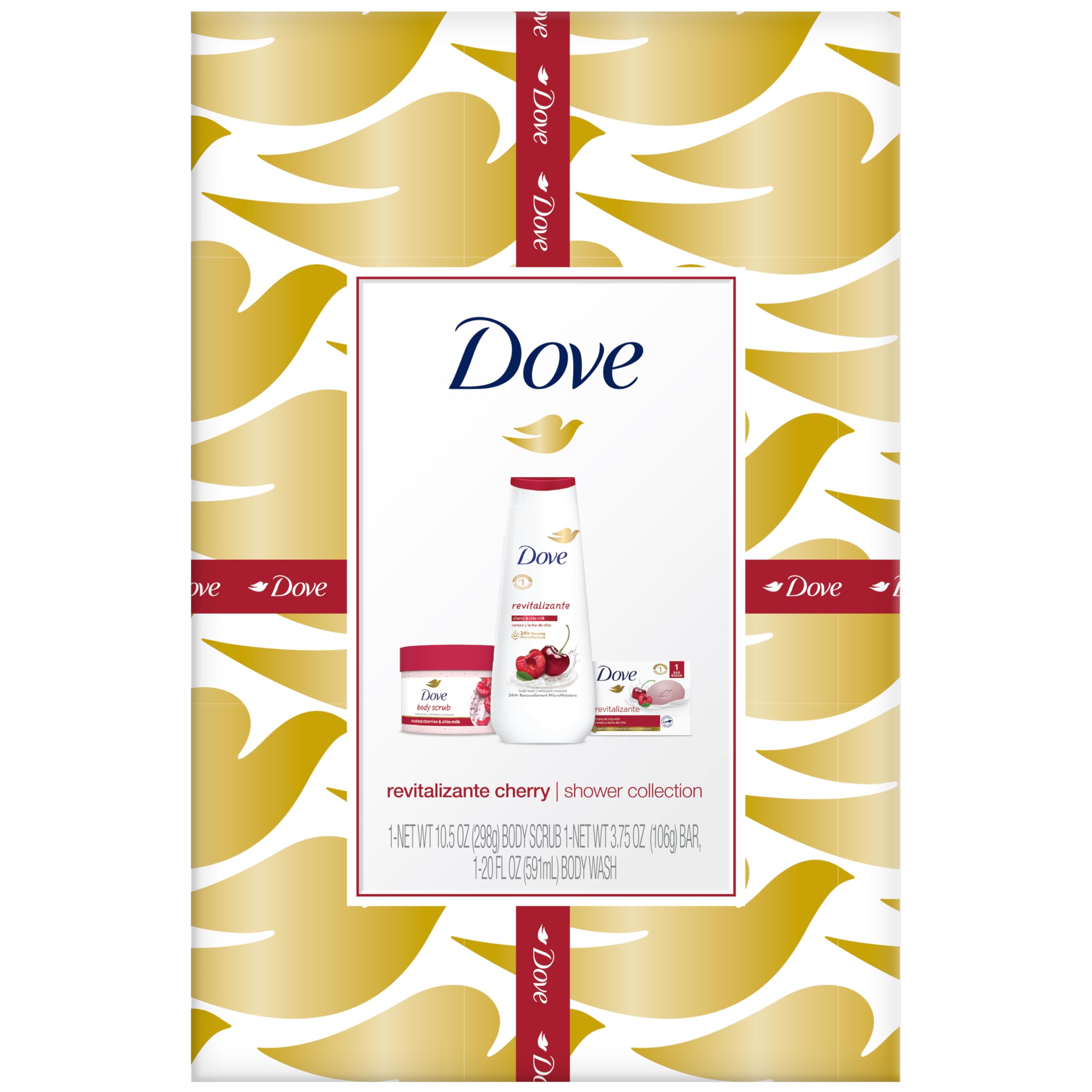Dove Revitalizing Cherry Collection Gift Set | Body Wash, Exfoliating Polish & Bar Soap