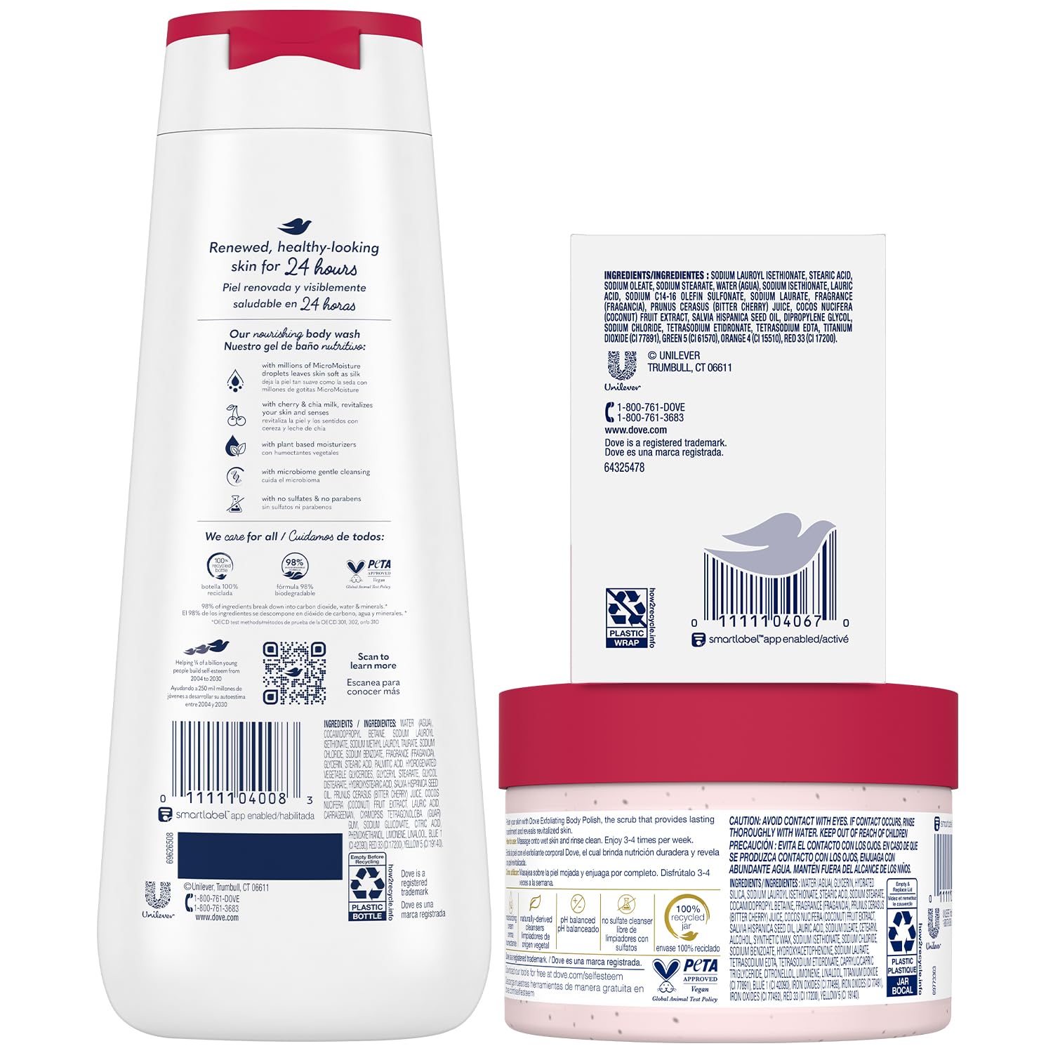 Dove Revitalizing Cherry Collection Gift Set | Body Wash, Exfoliating Polish & Bar Soap