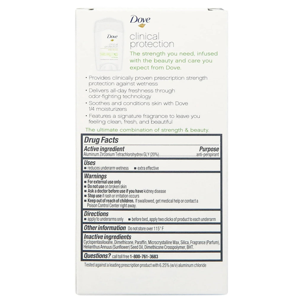 Dove Clinical Protection Anti-Perspirant Deodorant Solid, Cool Essentials, 1.7 oz – Pack of 6