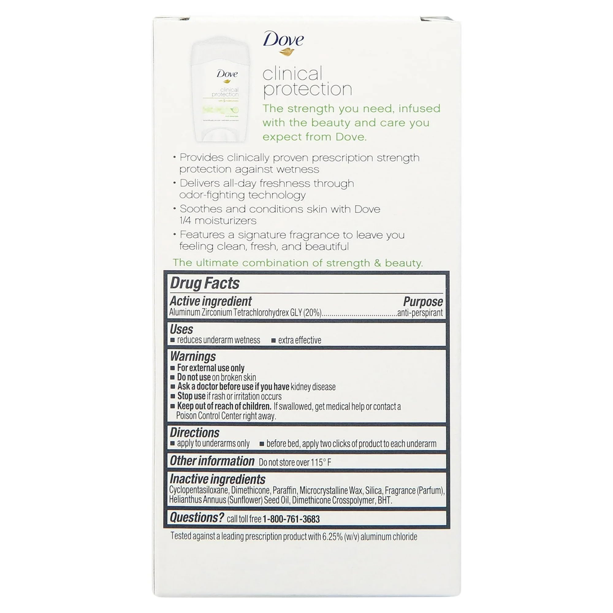 Dove Clinical Protection Anti-Perspirant Deodorant Solid, Cool Essentials, 1.7 oz – Pack of 6