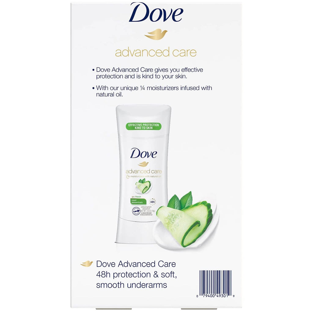 Dove Cool Essentials Antiperspirant Deodorant – 4x2.6 oz, Alcohol-Free, All-Day Freshness