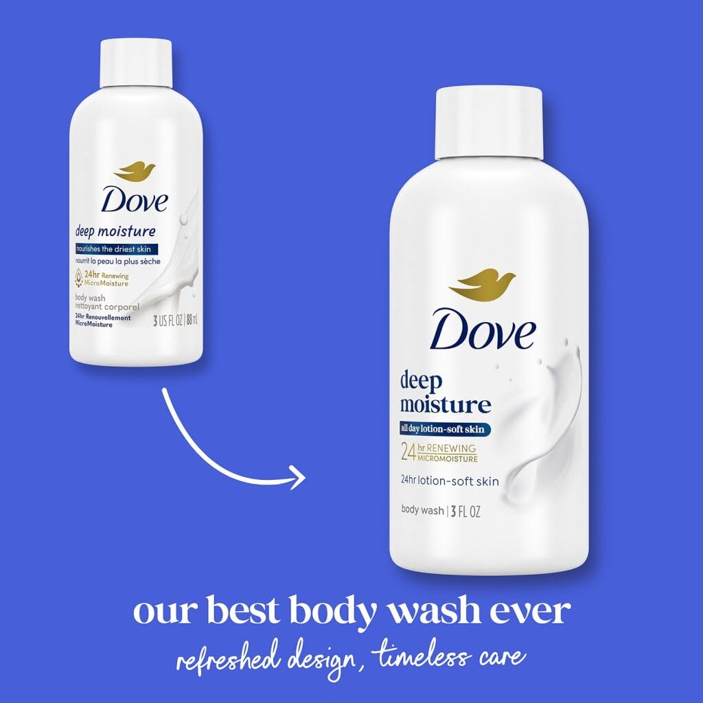 Dove Deep Moisture Body Wash 24-Pack Travel Size (3 oz Each) | On-the-Go Hydration