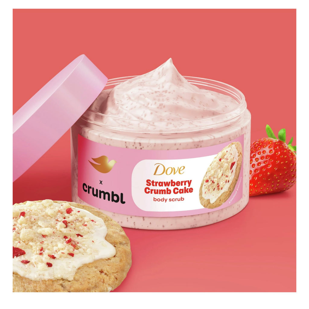 Dove Crumbl Strawberry Moisturizing Body Wash & Scrub Combo – 20oz Wash + 15oz Scrub (Limited Edition)