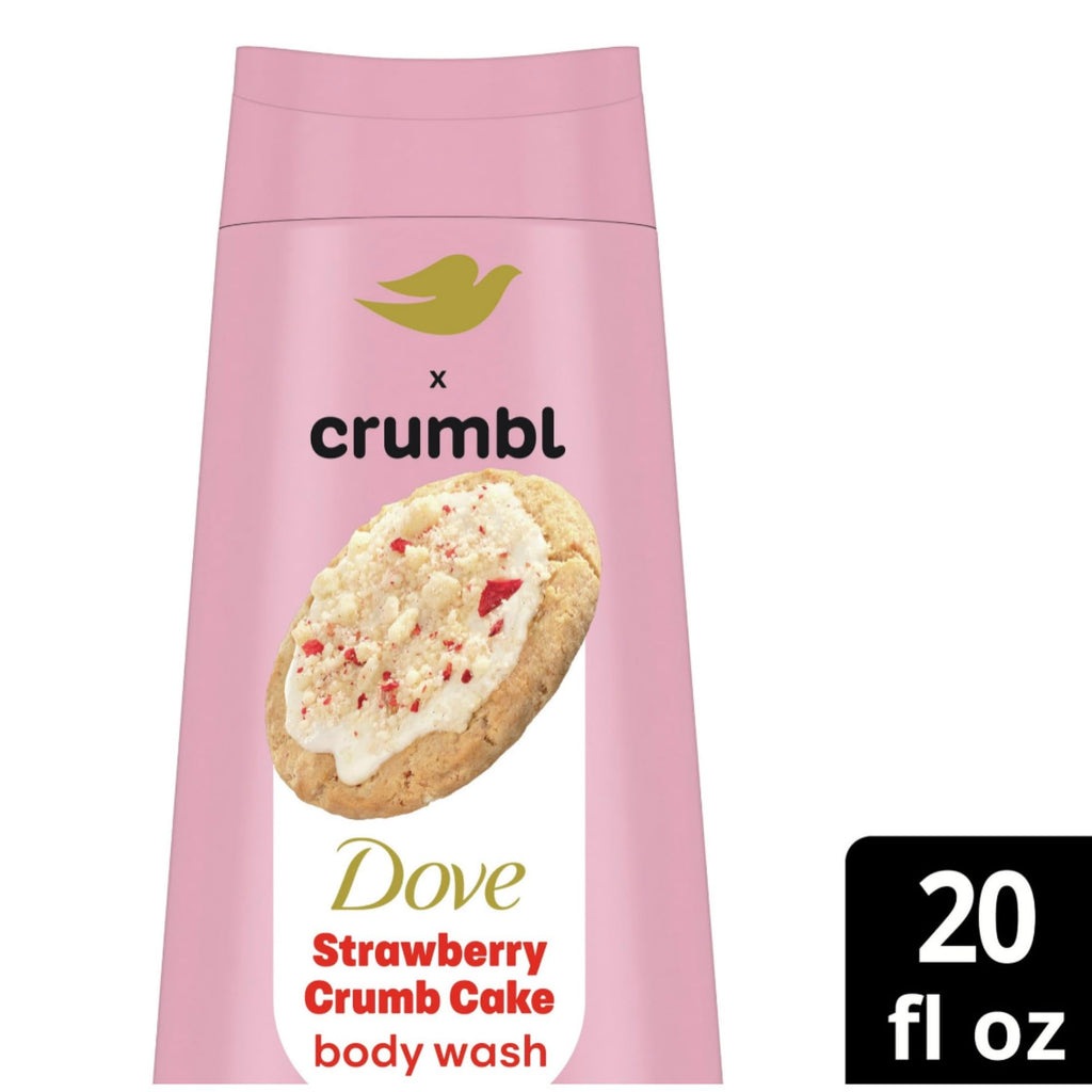 Dove Crumbl Strawberry Moisturizing Body Wash & Scrub Combo – 20oz Wash + 15oz Scrub (Limited Edition)