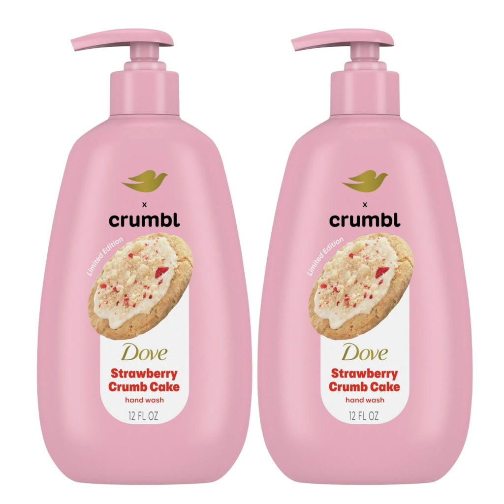 Dove X Crumbl Moisturizing Liquid Hand Wash Strawberry Crumb Cake | 2-Pack, 12 oz Pumps | Limited Edition