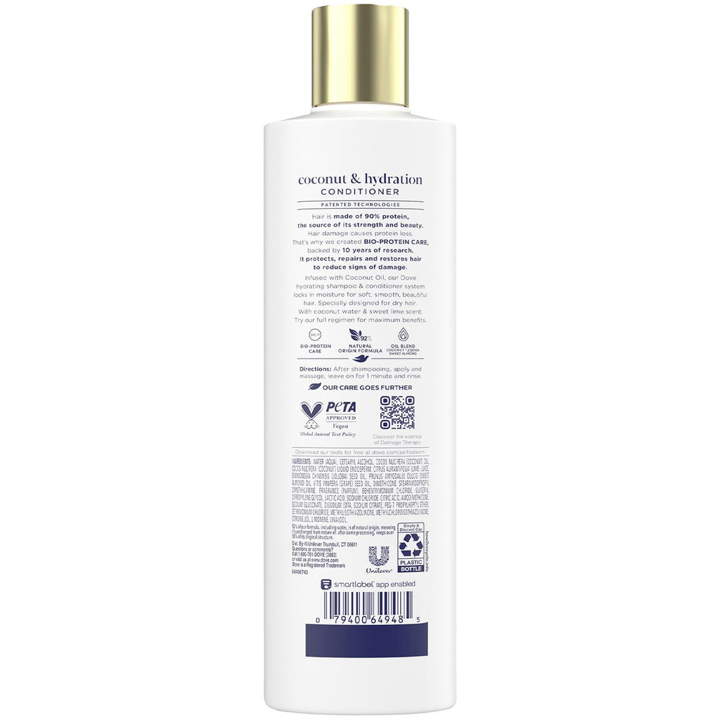 Dove Damage Therapy Conditioner 4-Pack – Coconut & Hydration for 24-Hour Moisture