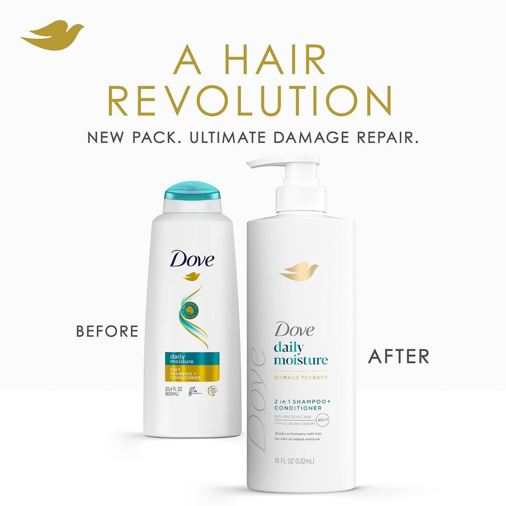 Dove 2-in-1 Shampoo & Conditioner Daily Moisture + Deep Moisture Body Wash – Hydrating Hair & Skin Set
