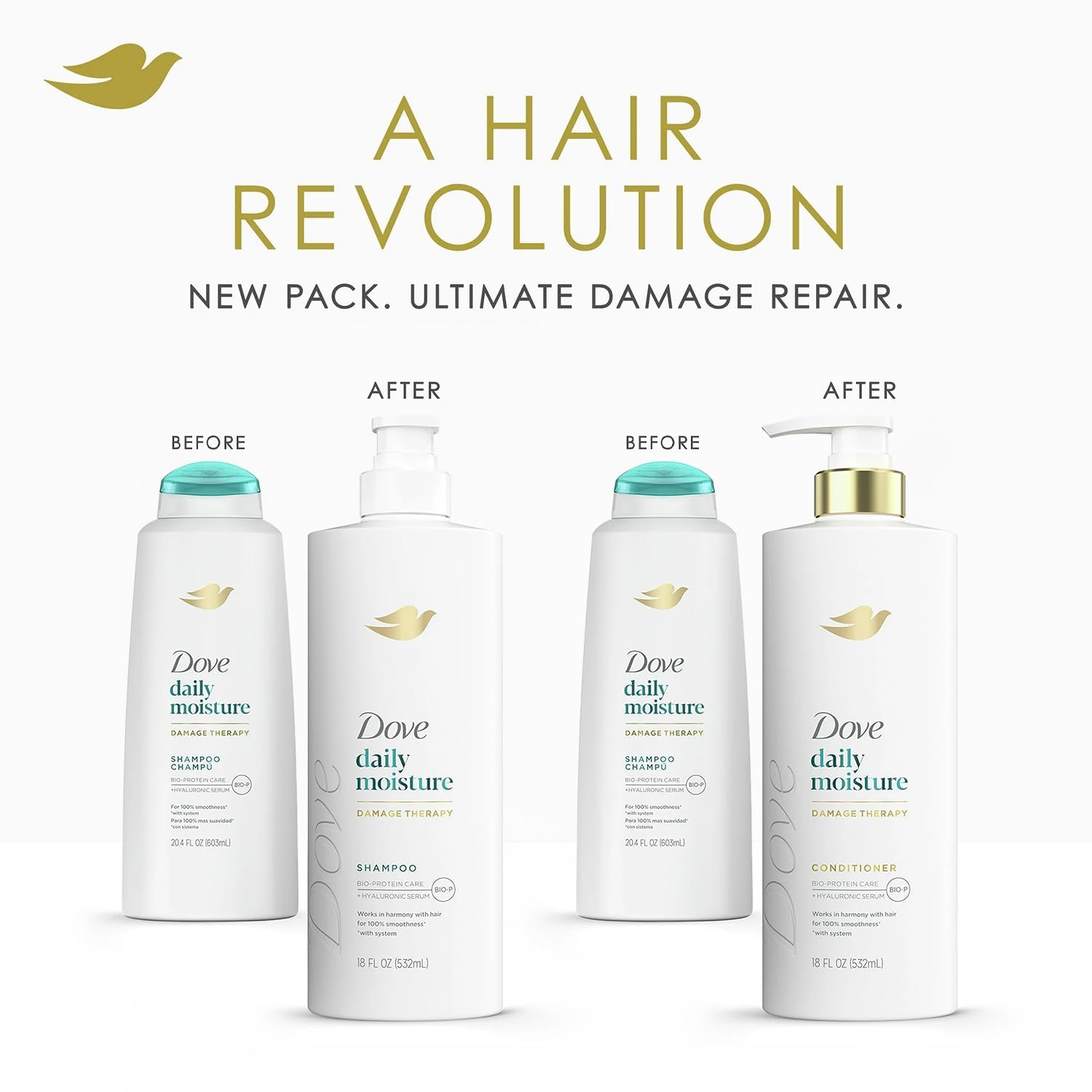 Dove Daily Moisture Shampoo & Conditioner Set + Deep Moisture Body Wash — Deep Hydration (3-Piece)