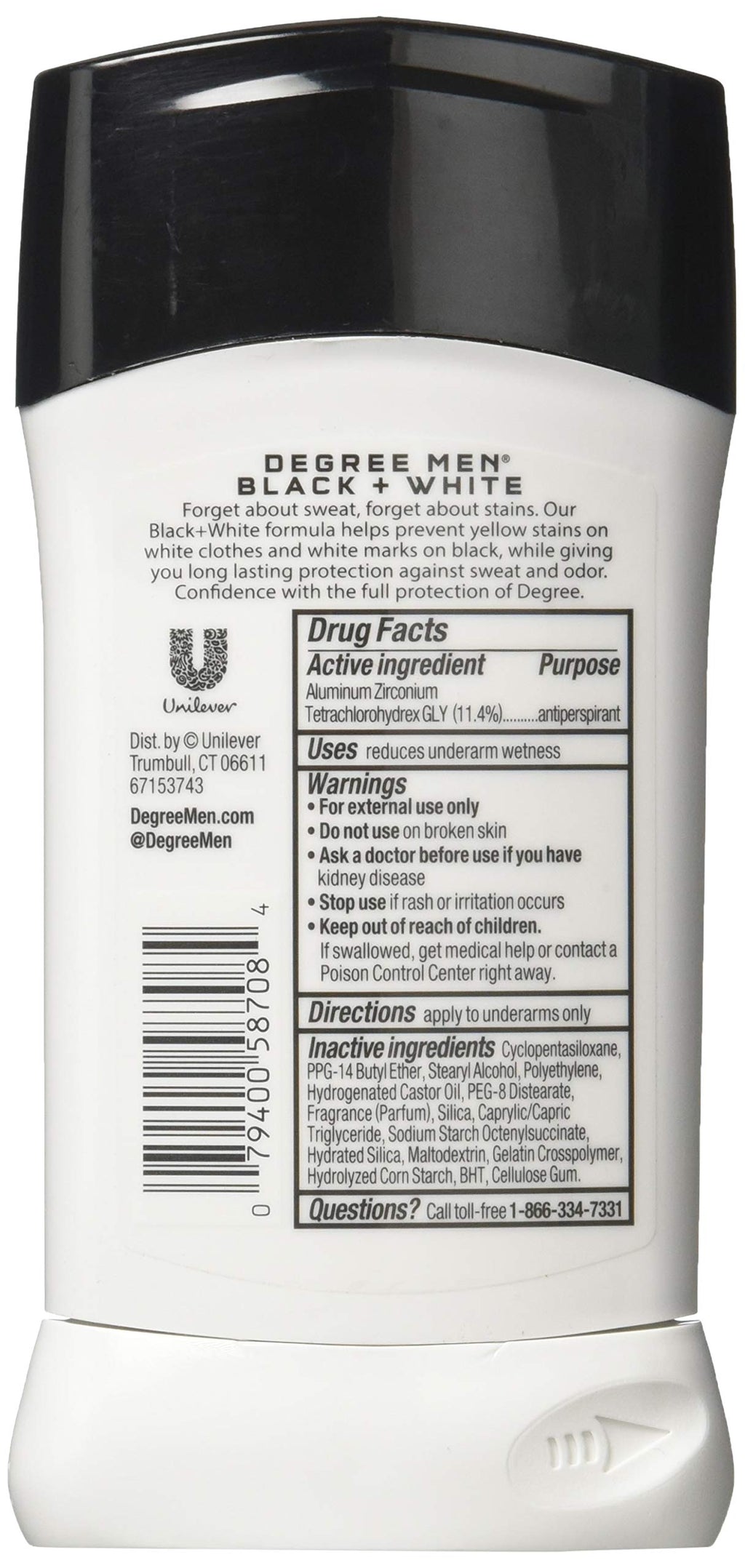 Dove Degree Deodorant 2.7 oz Mens Ultra Clear Black & White — 6 Pack