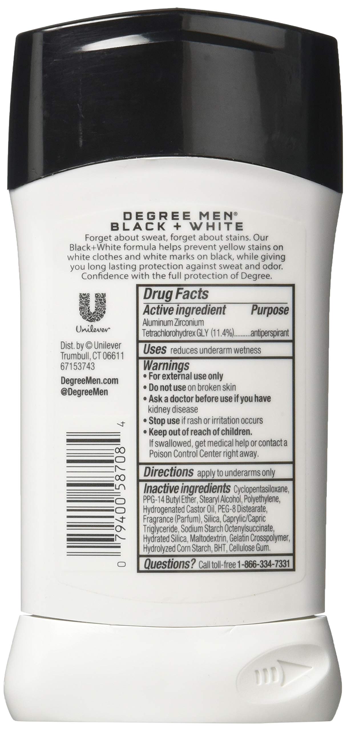 Dove Degree Deodorant 2.7 oz Mens Ultra Clear Black & White — 6 Pack