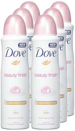 Dove Deodorant & Anti-Perspirant Beauty Finish – 6-Pack, 0% Alcohol, 24–48 Hr Protection (150 ml each)