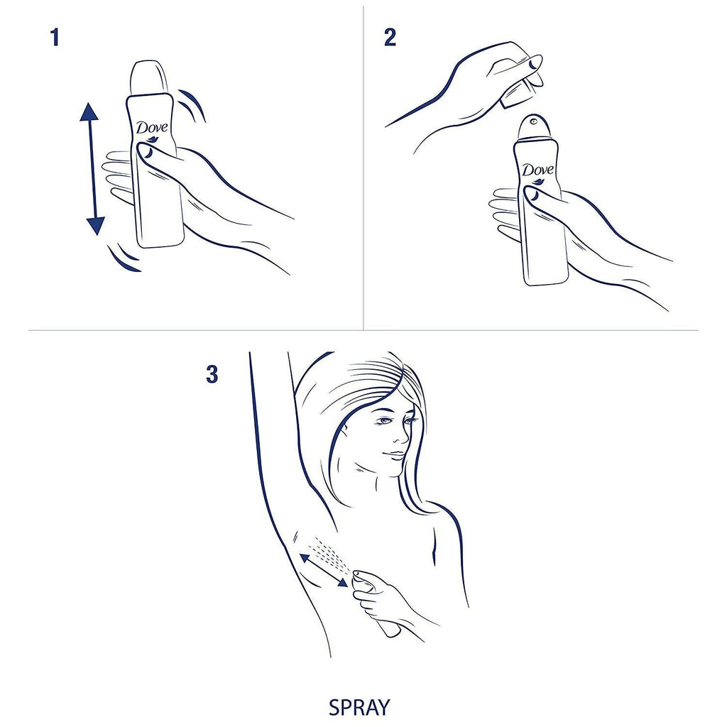 Dove Antiperspirant Dry Spray Invisible - Clear Finish, 3.8 oz per Can, Pack of 3