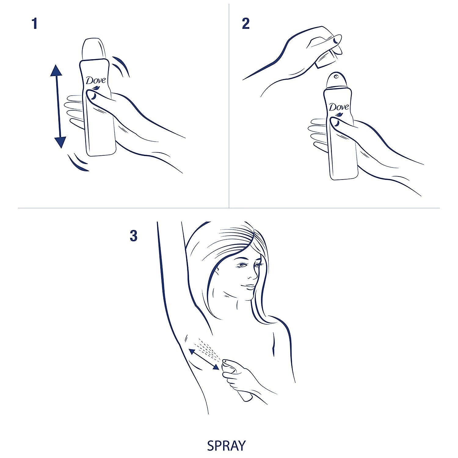Dove Antiperspirant Dry Spray Invisible - Clear Finish, 3.8 oz per Can, Pack of 3