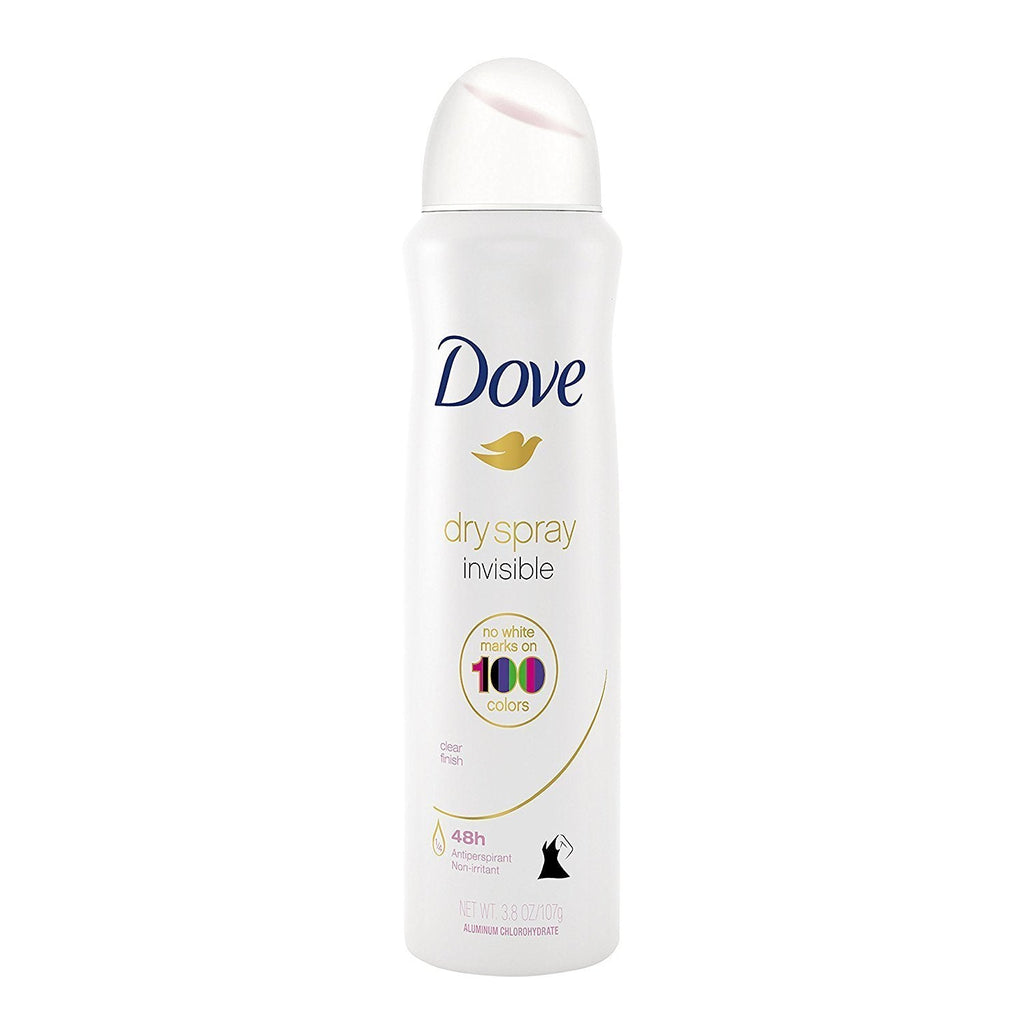Dove Antiperspirant Dry Spray Invisible - Clear Finish, 3.8 oz per Can, Pack of 3